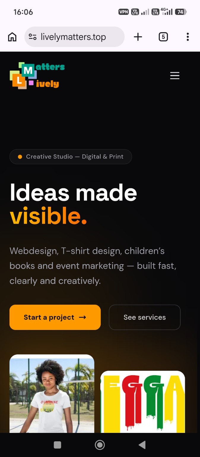 Lively Matters landing page preview