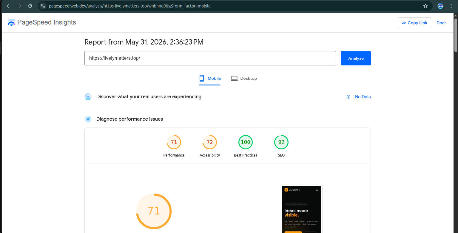 Page speed project preview